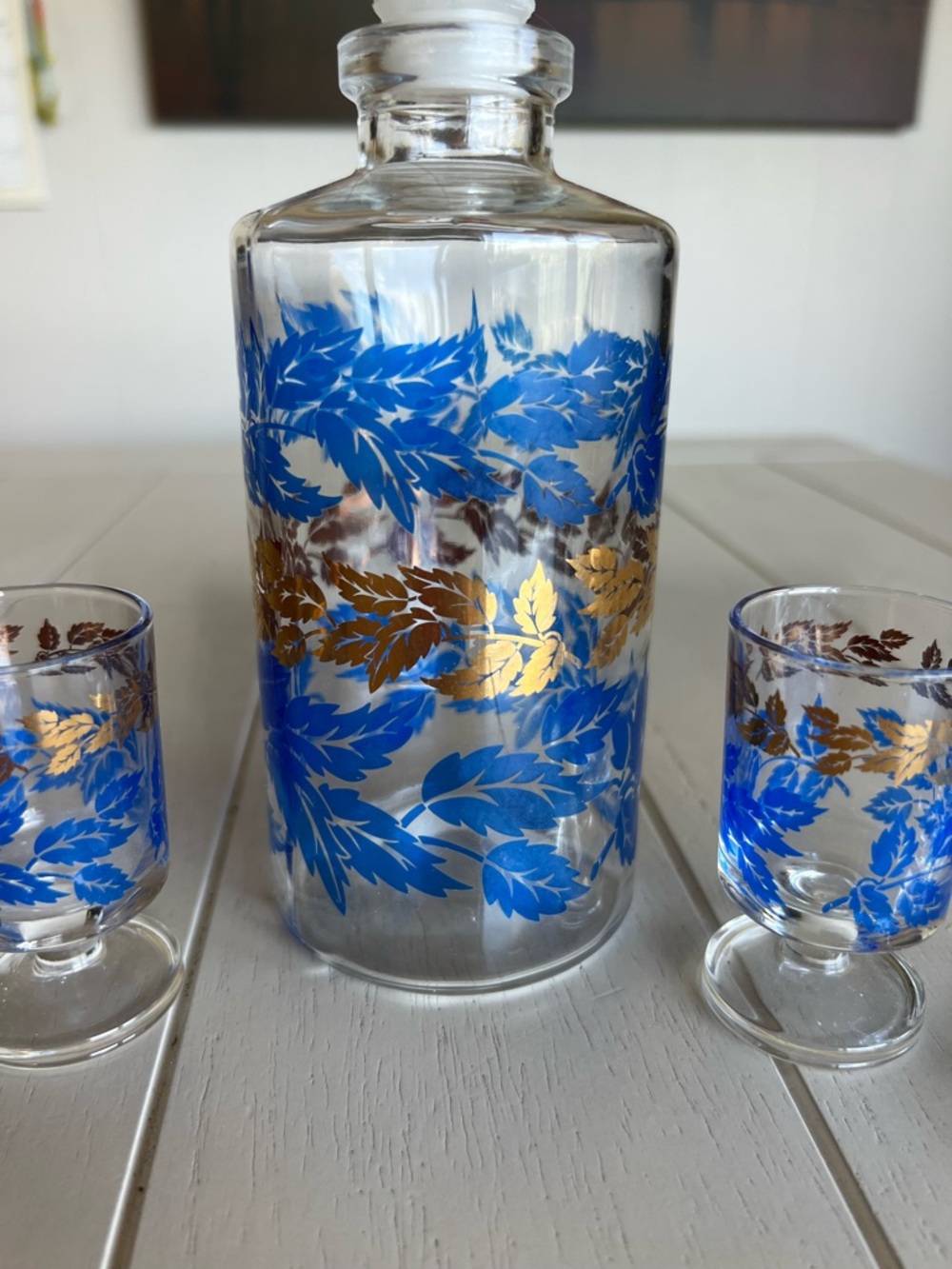 Luminarc Blue and Gold Leaf Glass Decanter Set - Picture 5 of 5